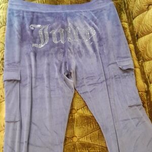 Juicy Couture Lavender Velour Pants with Rhinestone Detail
